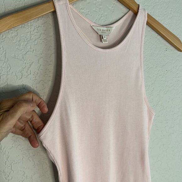 Ted Baker London Pink Tank Top Ribbed Minimalist Preppy Indie Hipster Summer - Picture 4 of 7
